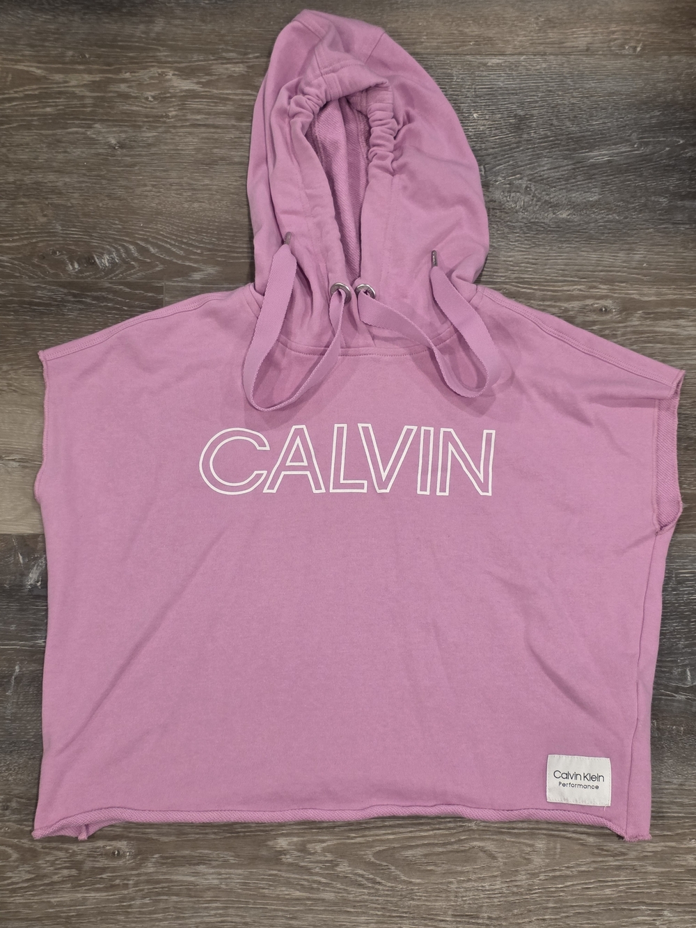 Calvin Klein Performance Sleeveless Cropped Hoodie Women's XS Pink